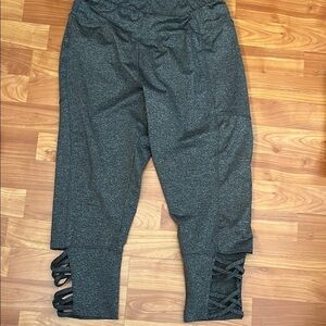 Take a Walk- Gray Cropped Leggings with Crisscross Cutout Detail